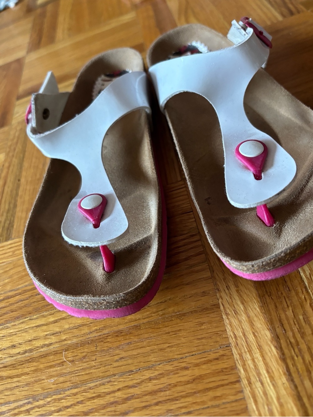 51. Desigual White and Red Buckle Thong Sandals - Picture 7 of 7